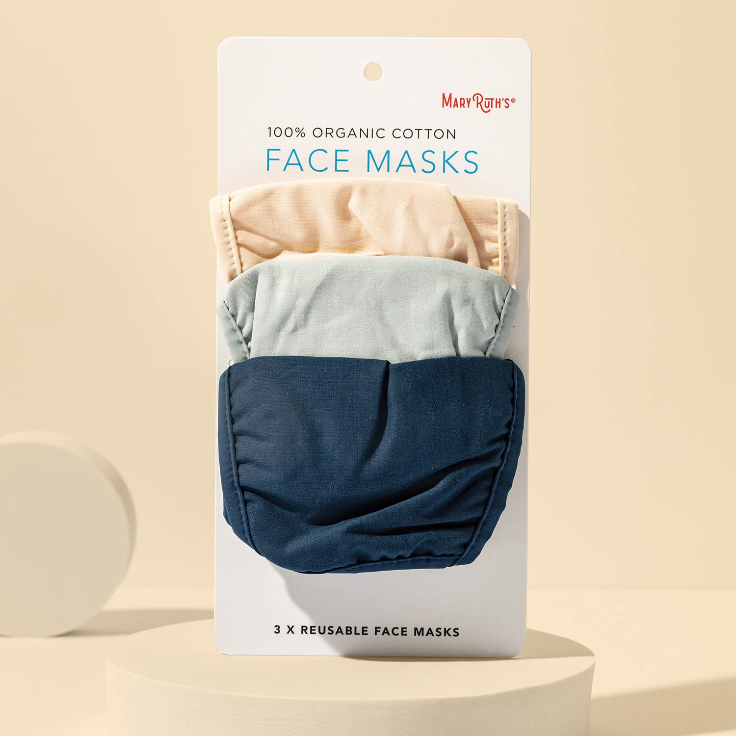 MaryRuth's Face Masks Made with 100% Organic Cotton | Soft and Secure 3-Layer Protection | Breathable Comfortable and Reusable Face Masks | One Size Fits Most | 3 Pack - Maple Wellness Supplements