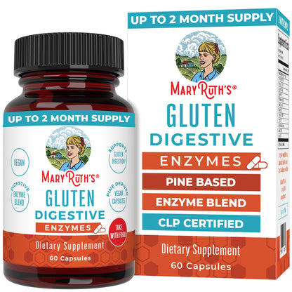 MaryRuth’s Gluten Digestive Enzymes | Up to 2 Month Supply | Proprietary Enzyme Blend | Vegan Pine-Based Capsules | Non-GMO | 60 Count - Maple Wellness Supplements