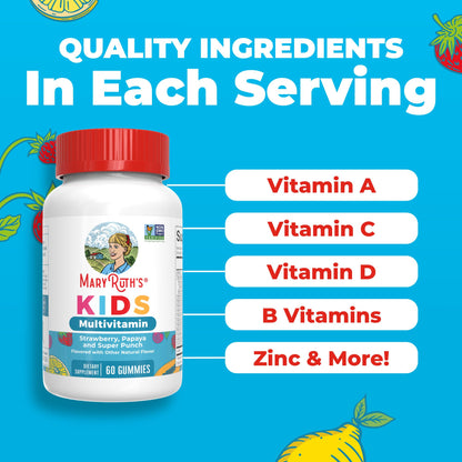 MARYRUTH'S Kids Vitamins | Multi | Sugar Free | 2 Month Supply | Kids Multivitamin Gummies for Ages 2+ | Vegan | Only 1 Gummy a Day | 60 Count - Maple Wellness Supplements