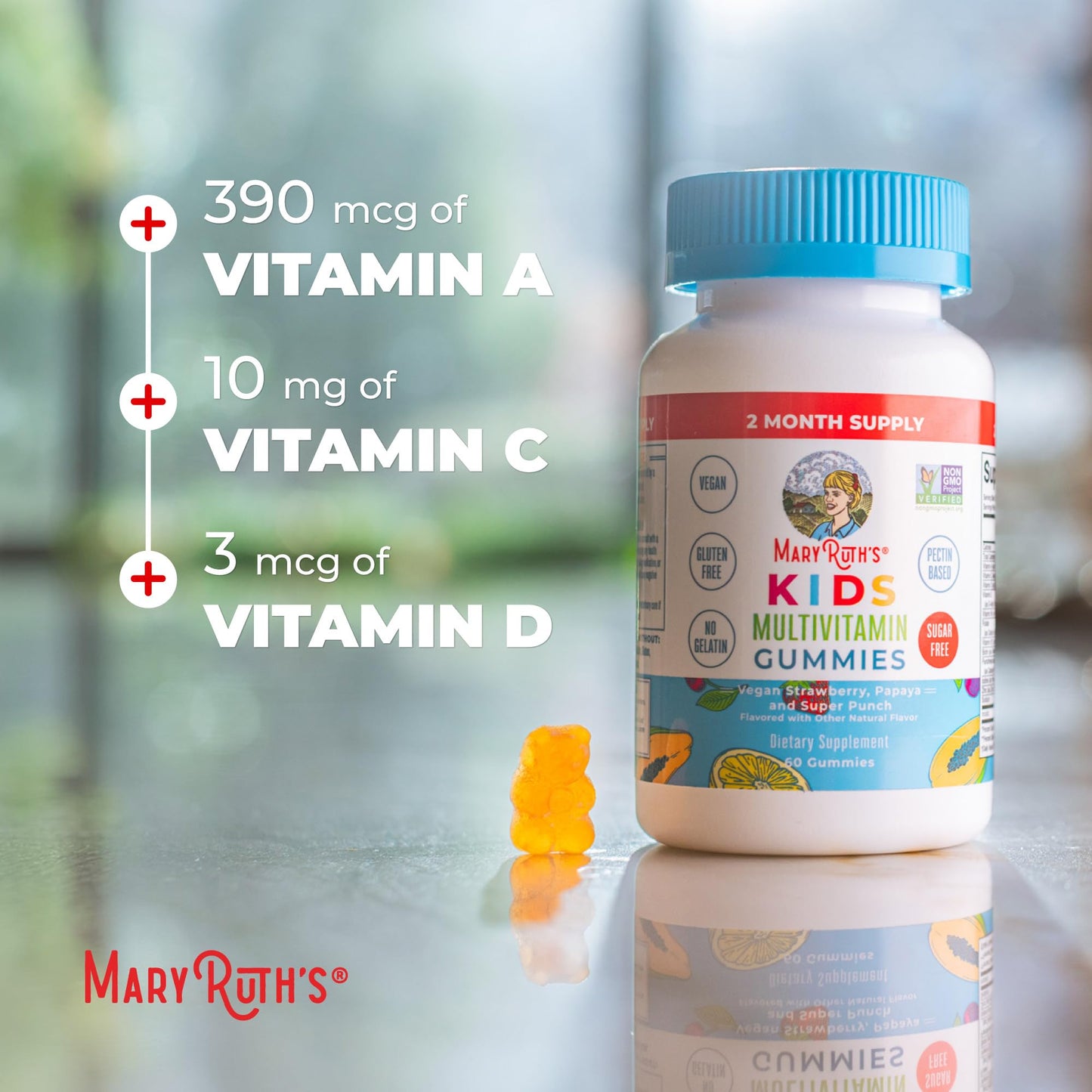 MARYRUTH'S Kids Vitamins | Multi | Sugar Free | 2 Month Supply | Kids Multivitamin Gummies for Ages 2+ | Vegan | Only 1 Gummy a Day | 60 Count - Maple Wellness Supplements