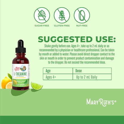 MaryRuth's L Theanine 200mg Liquid Drops | Mood Support for Adults & Kids | Focus Supplement | Natural Sleep Support | Vegan - Maple Wellness Supplements