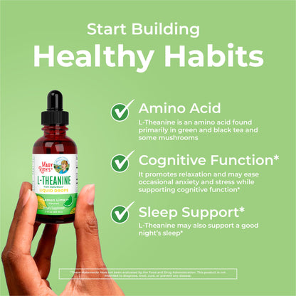 MaryRuth's L Theanine 200mg Liquid Drops | Mood Support for Adults & Kids | Focus Supplement | Natural Sleep Support | Vegan - Maple Wellness Supplements