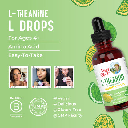 MaryRuth's L Theanine 200mg Liquid Drops | Mood Support for Adults & Kids | Focus Supplement | Natural Sleep Support | Vegan - Maple Wellness Supplements