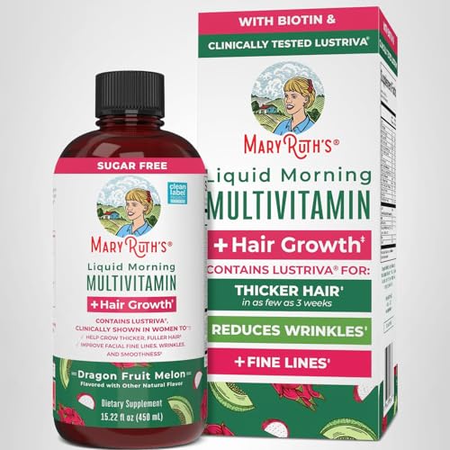 MARYRUTH'S Liquid Multivitamin + Hair Growth | Biotin 10000mcg | Lustriva Hair Growth Supplement | Clinically Tested in Women for Thicker Hair - Maple Wellness Supplements