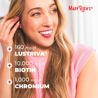MARYRUTH'S Liquid Multivitamin+Hair Growth | Biotin 10000mcg | Lustriva Hair Growth Supplement | Clinically Tested in Women for Thicker Hair&Facial Wrinkle - Maple Wellness Supplements