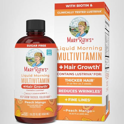 MARYRUTH'S Liquid Multivitamin+Hair Growth | Biotin 10000mcg | Lustriva Hair Growth Supplement | Clinically Tested in Women for Thicker Hair&Facial Wrinkle - Maple Wellness Supplements