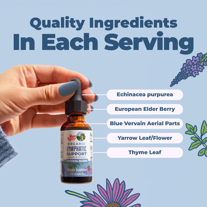 MARYRUTH'S Lymphatic Support Liquid Drops USDA Organic | Herbal Blend with Echinacea & Elderberry | Blue Vervain - Maple Wellness Supplements