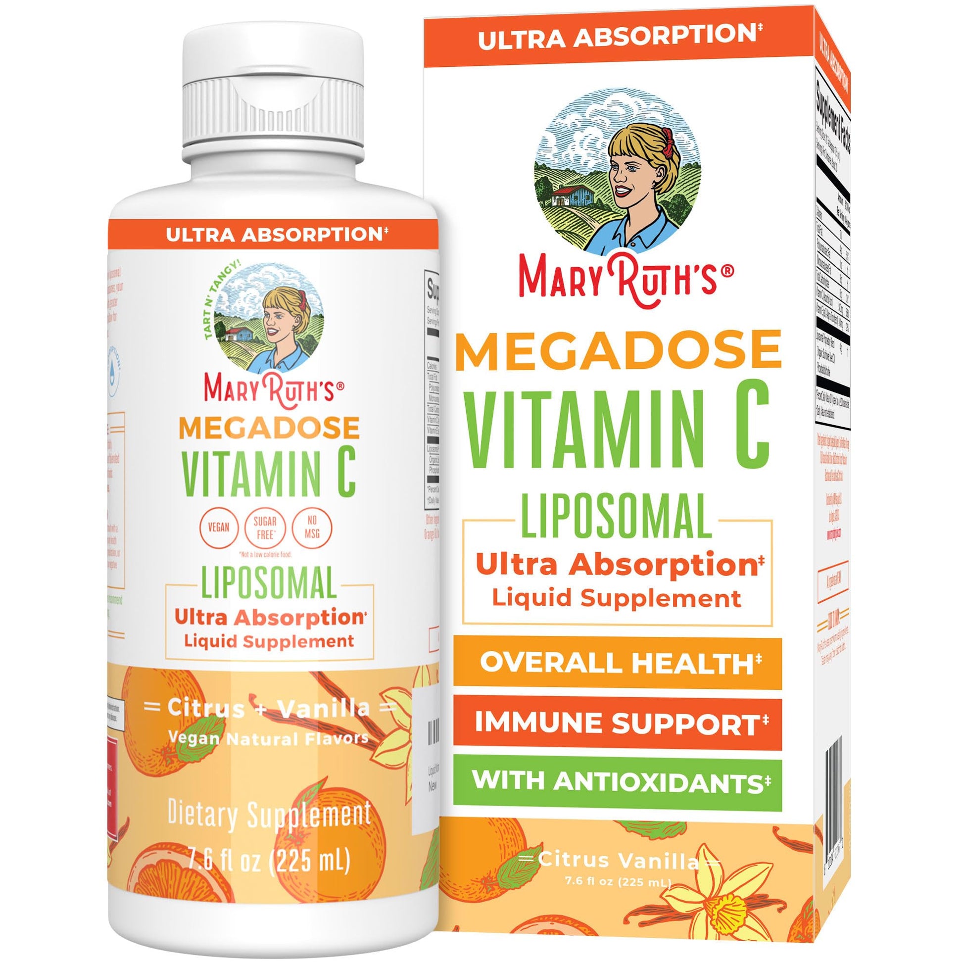 MaryRuth's Megadose Liquid Vitamin C Liposomal | 500 mg Per Serving | Ultra Absorption | Immunity | Antioxidant Support | Collagen Formation | Vegan | Gluten Free | Sugar Free | 7.6 Oz | 30 Servings - Maple Wellness Supplements