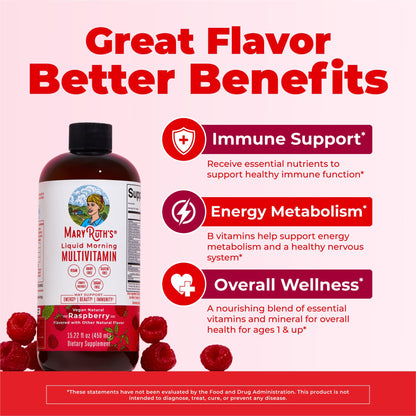 MARYRUTH'S Multivitamin for Women, Men & Kids | Liquid Morning Multivitamin | Vitamin A C D E B6 B12 Biotin Zinc - Maple Wellness Supplements