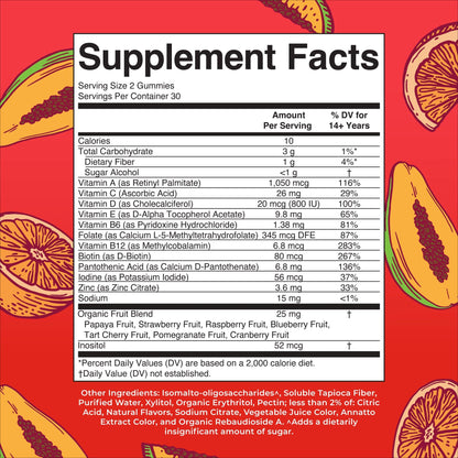 MaryRuth's Multivitamin Gummies for Men | Vitamin A, C, D, E, B6, B12, Biotin, Zinc | Energy Metabolism | Immunity | Bone Health | Cellular Health | Vegan | Non-GMO | Gluten & Sugar Free | 60 Count - Maple Wellness Supplements