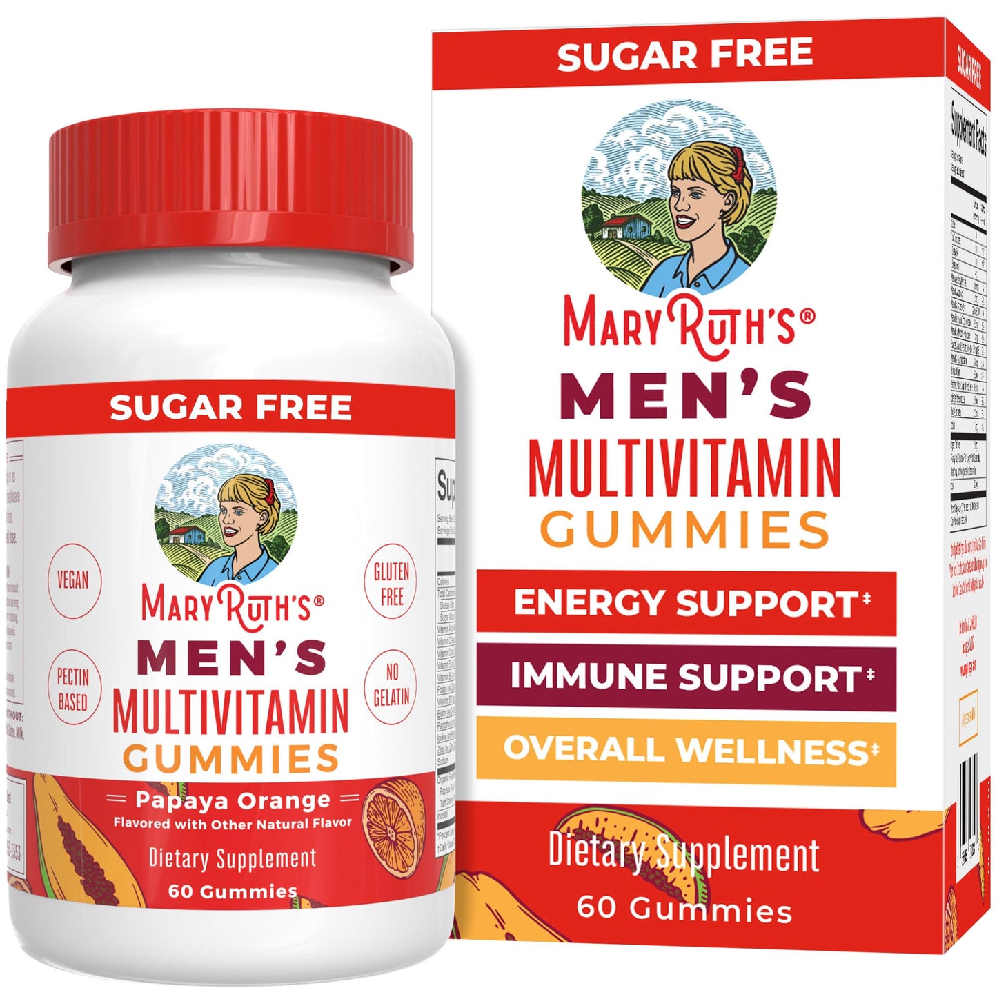 MaryRuth's Multivitamin Gummies for Men | Vitamin A, C, D, E, B6, B12, Biotin, Zinc | Energy Metabolism | Immunity | Bone Health | Cellular Health | Vegan | Non-GMO | Gluten & Sugar Free | 60 Count - Maple Wellness Supplements