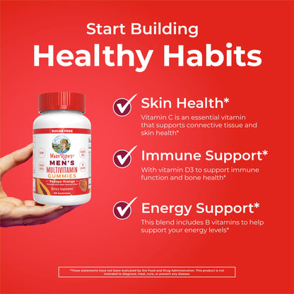 MaryRuth's Multivitamin Gummies for Men | Vitamin A, C, D, E, B6, B12, Biotin, Zinc | Energy Metabolism | Immunity | Bone Health | Cellular Health | Vegan | Non-GMO | Gluten & Sugar Free | 60 Count - Maple Wellness Supplements