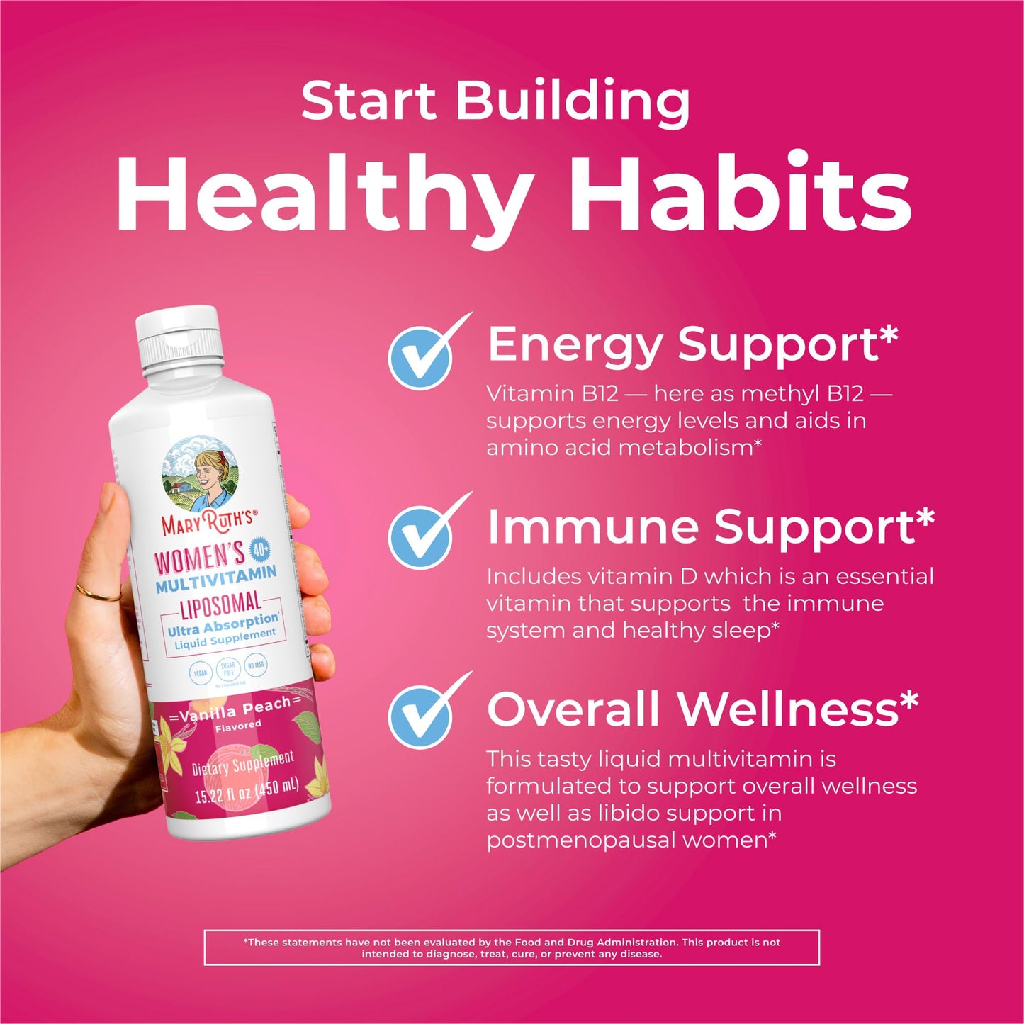 MaryRuth’s Multivitamin Liposomal for Women 40+ | Womens Multivitamin Liposomal | Immune Support Supplement | Menopause Supplement | Methylated Multivitamin | Vegan | Sugar Free | Non-GMO |15.22 Fl Oz - Maple Wellness Supplements