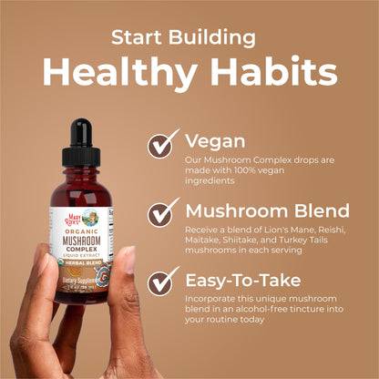 MaryRuth's Mushroom Complex | Lion's Mane | Turkey Tail | Reishi Mushroom | Shiitake Mushrooms | Alcohol Free | Mushroom Blend | Organic | Non-GMO | Vegan | 30 Servings - Maple Wellness Supplements