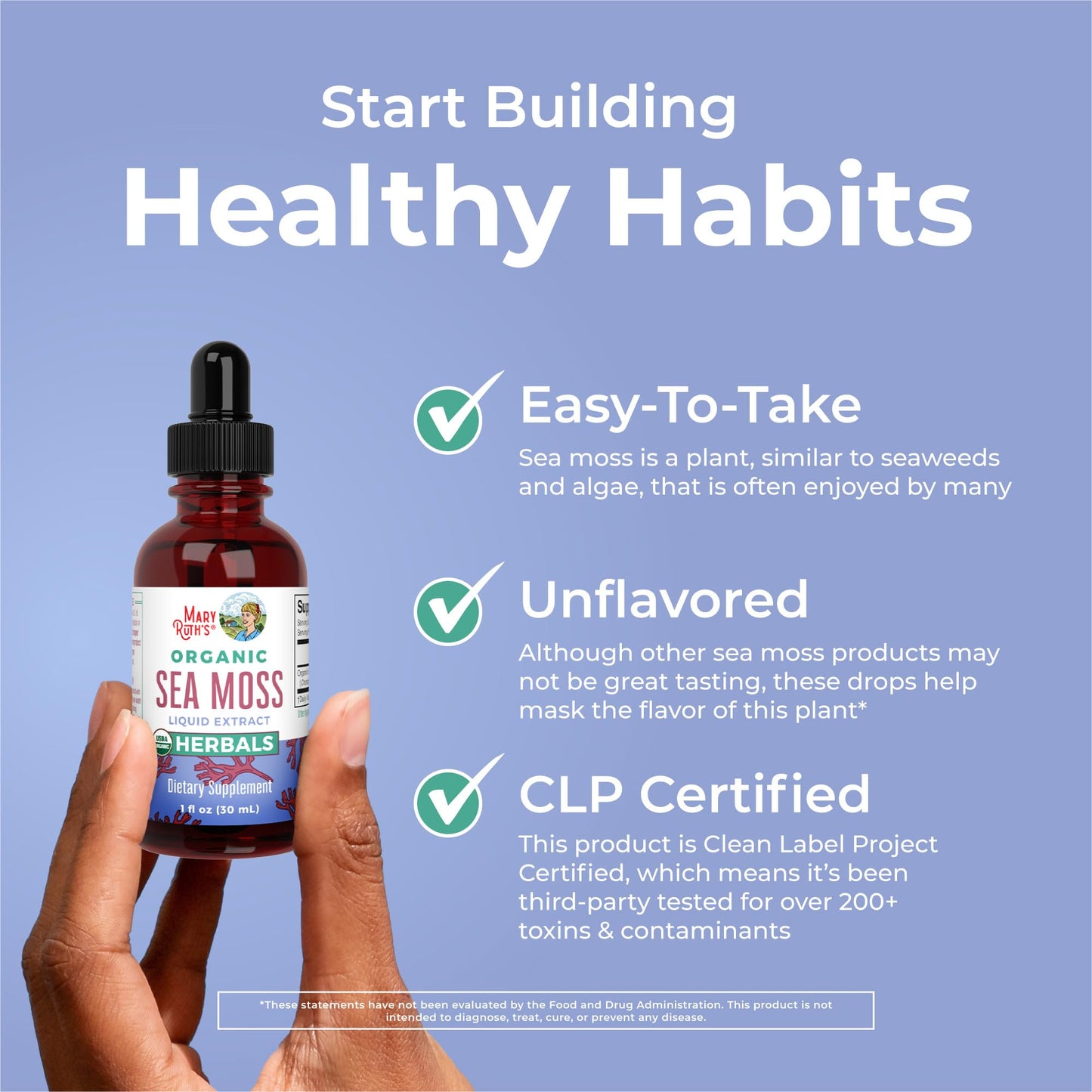 MARYRUTH'S Organic Irish Sea Moss Liquid Drops | Chondrus Crispus | Wild Harvested | Organic Irish Moss Formulated for Adults & Kids Ages 14+ | Unflavored - Maple Wellness Supplements