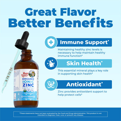 MaryRuth's Organic Liquid Zinc Supplement for Kids & Adults | Immune Support | Skin Health | Antioxidant | Cellular Metabolism | Zinc Sulfate - Maple Wellness Supplements