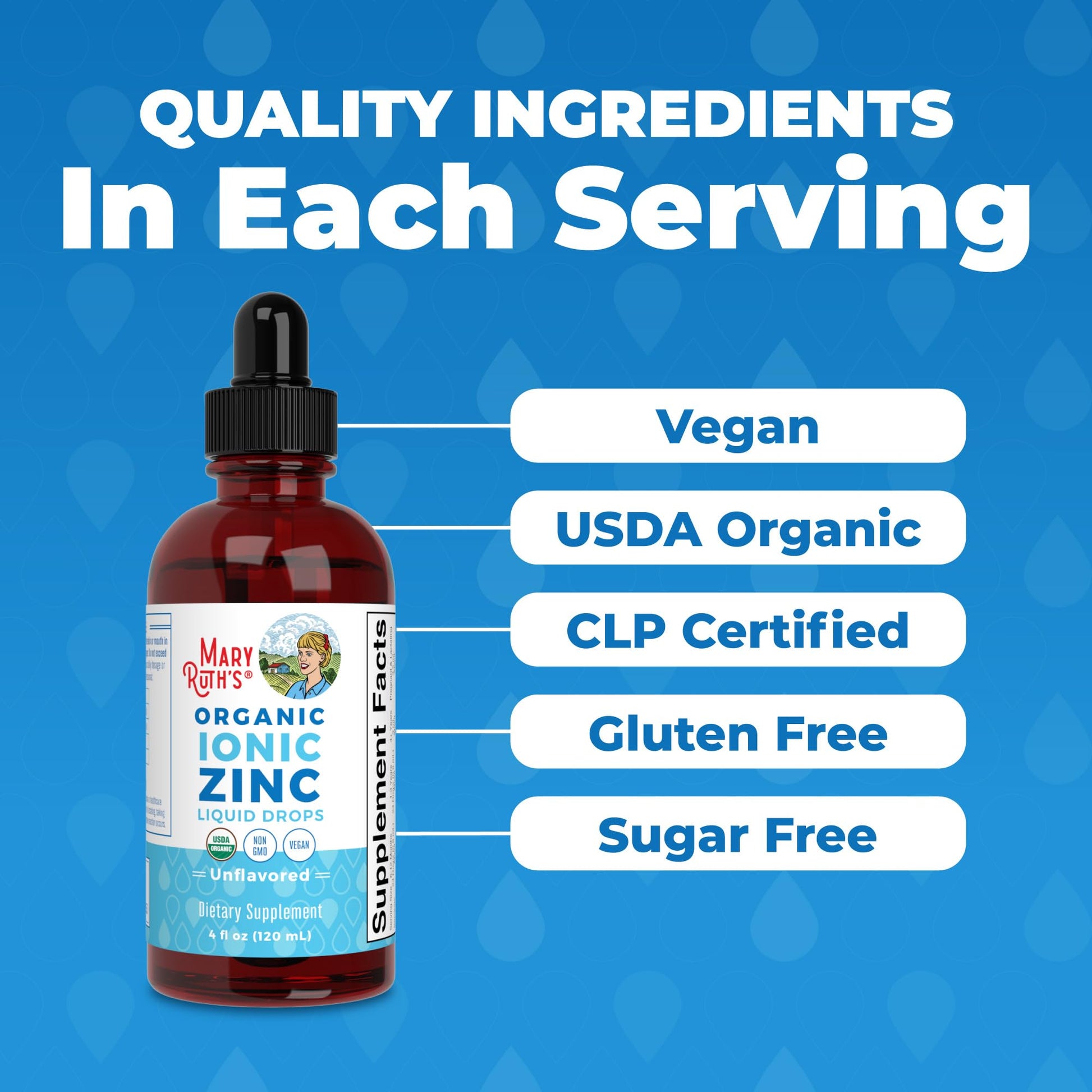 MaryRuth's Organic Liquid Zinc Supplement for Kids & Adults | Immune Support | Skin Health | Antioxidant | Cellular Metabolism | Zinc Sulfate - Maple Wellness Supplements