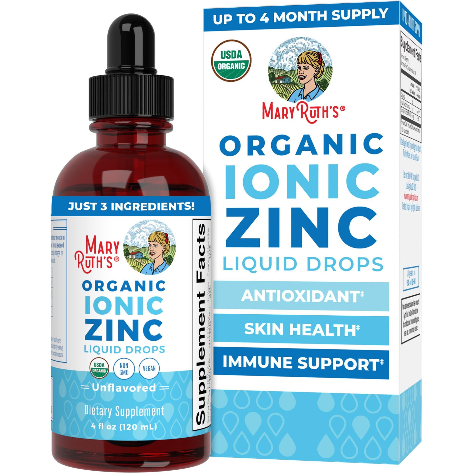 MaryRuth's Organic Liquid Zinc Supplement for Kids & Adults | Immune Support | Skin Health | Antioxidant | Cellular Metabolism | Zinc Sulfate - Maple Wellness Supplements