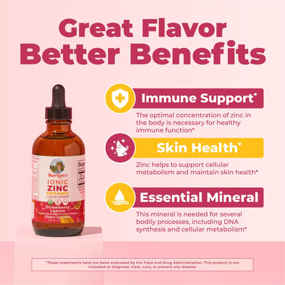MaryRuth's Organic Liquid Zinc Supplement for Kids & Adults | Immune Support | Skin Health | Antioxidant | Cellular Metabolism | Zinc Sulfate | Vegan | Non-GMO | Sugar Free | Gluten Free | 4 oz - Maple Wellness Supplements