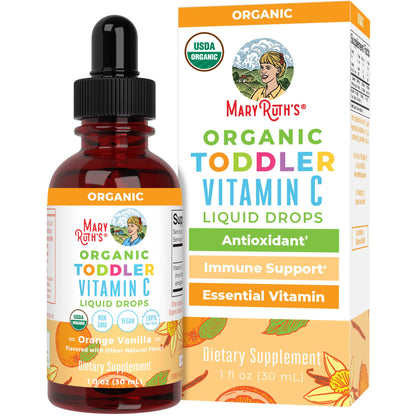 MARYRUTH'S Organic Toddler Vitamin C Drops for Immunity | Ages 1-3 Years | 15 mg Per Serving | Vitamin C for Immune Support & Overall Health | Vegan | Sugar Free - Maple Wellness Supplements