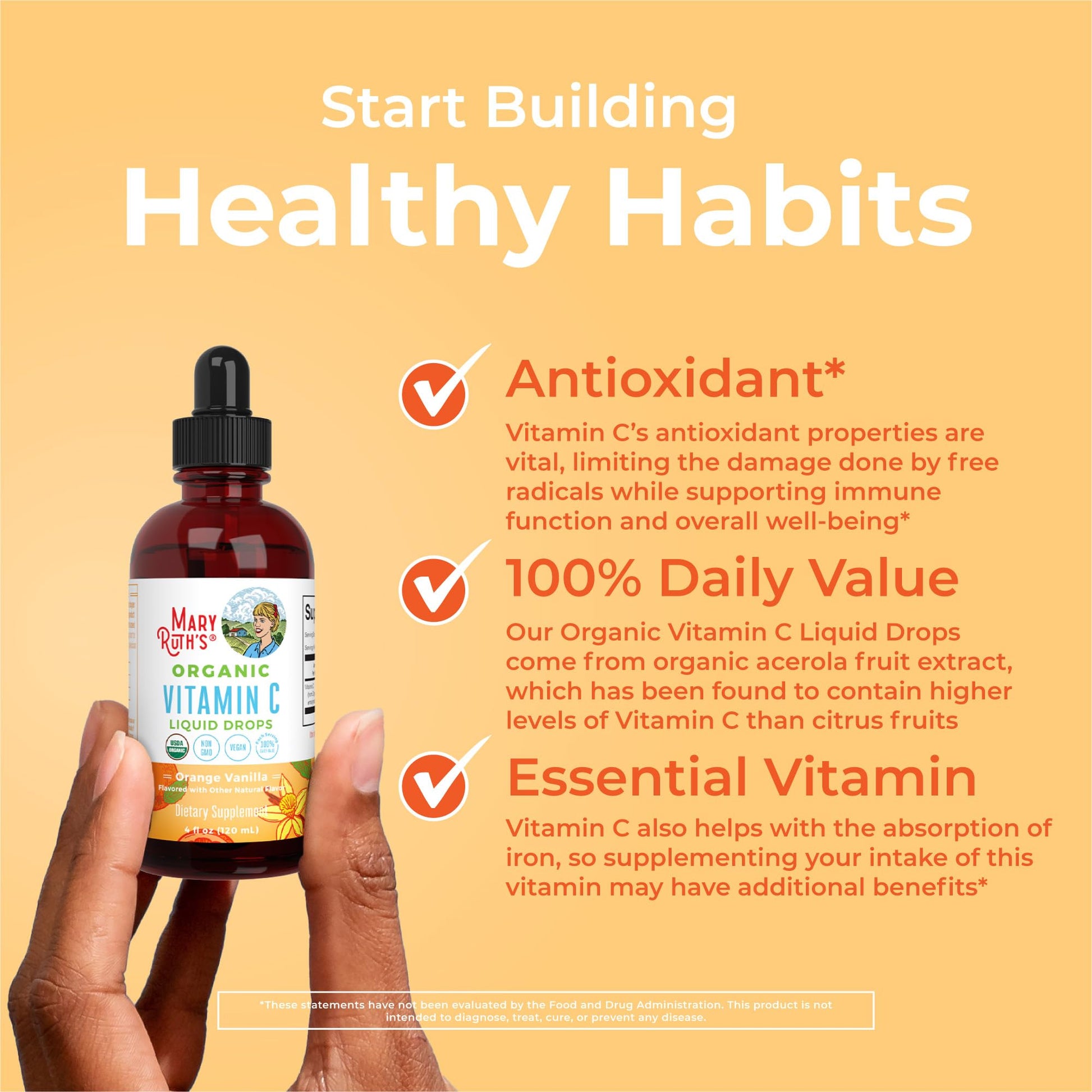 MARYRUTH'S Organic Vitamin C Supplement | Liquid Vitamin C Liquid Drops for Adults & Kids | Immune Support Supplement for Overall Health - Maple Wellness Supplements