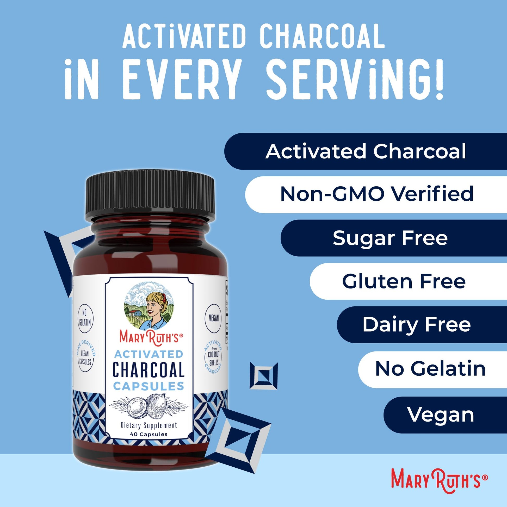 MARYRUTH'S Organics Activated Charcoal Capsules | Substance Adsorption | Derived from Coconut Shells | Vegan Capsules from Pine Trees - Maple Wellness Supplements