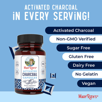 MARYRUTH'S Organics Activated Charcoal Capsules | Substance Adsorption | Derived from Coconut Shells | Vegan Capsules from Pine Trees - Maple Wellness Supplements