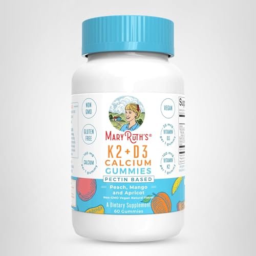 MARYRUTH'S Organics Calcium with Vitamin D & Vitamin K2, 2 Month Supply, Calcium Supplement Supports Bone Health & Joint Support, with Vitamins D3 K2 Gummies - Maple Wellness Supplements