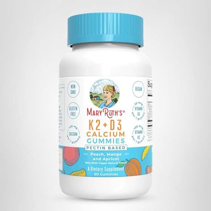 MARYRUTH'S Organics Calcium with Vitamin D & Vitamin K2, 2 Month Supply, Calcium Supplement Supports Bone Health & Joint Support, with Vitamins D3 K2 Gummies - Maple Wellness Supplements