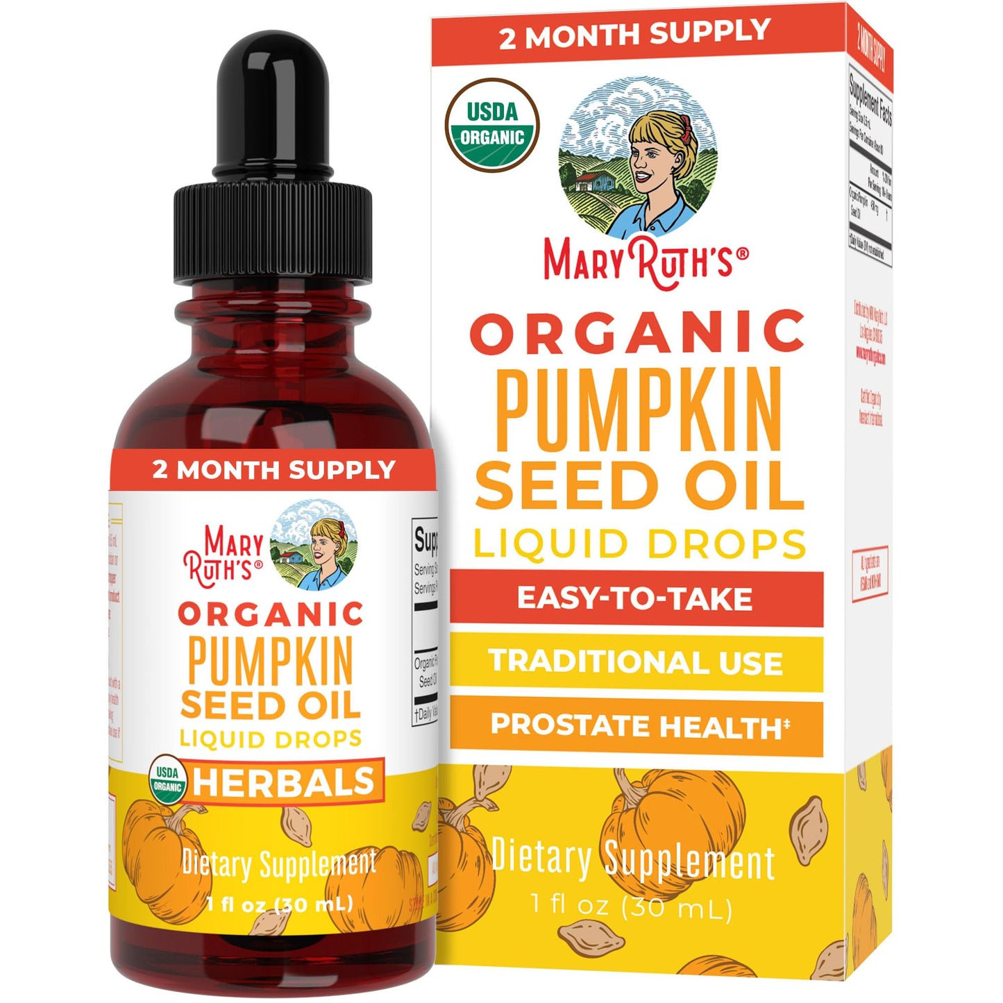 MARYRUTH'S Organics Pumpkin Seed Oil Cold Pressed | 2 Month Supply | USDA Organic Pumpkin Seed Liquid Drops for Men and Women | Urinary Health in Men - Maple Wellness Supplements