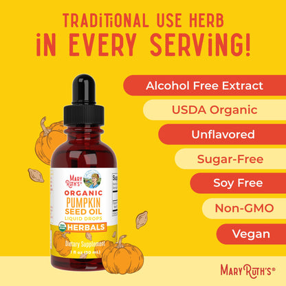 MARYRUTH'S Organics Pumpkin Seed Oil Cold Pressed | 2 Month Supply | USDA Organic Pumpkin Seed Liquid Drops for Men and Women | Urinary Health in Men - Maple Wellness Supplements