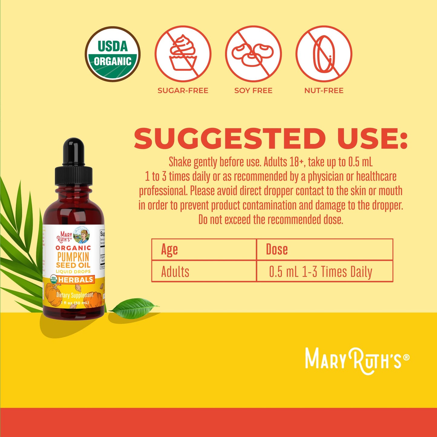 MARYRUTH'S Organics Pumpkin Seed Oil Cold Pressed | 2 Month Supply | USDA Organic Pumpkin Seed Liquid Drops for Men and Women | Urinary Health in Men - Maple Wellness Supplements