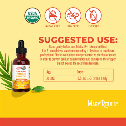 MARYRUTH'S Organics Pumpkin Seed Oil Cold Pressed | 2 Month Supply | USDA Organic Pumpkin Seed Liquid Drops for Men and Women | Urinary Health in Men - Maple Wellness Supplements