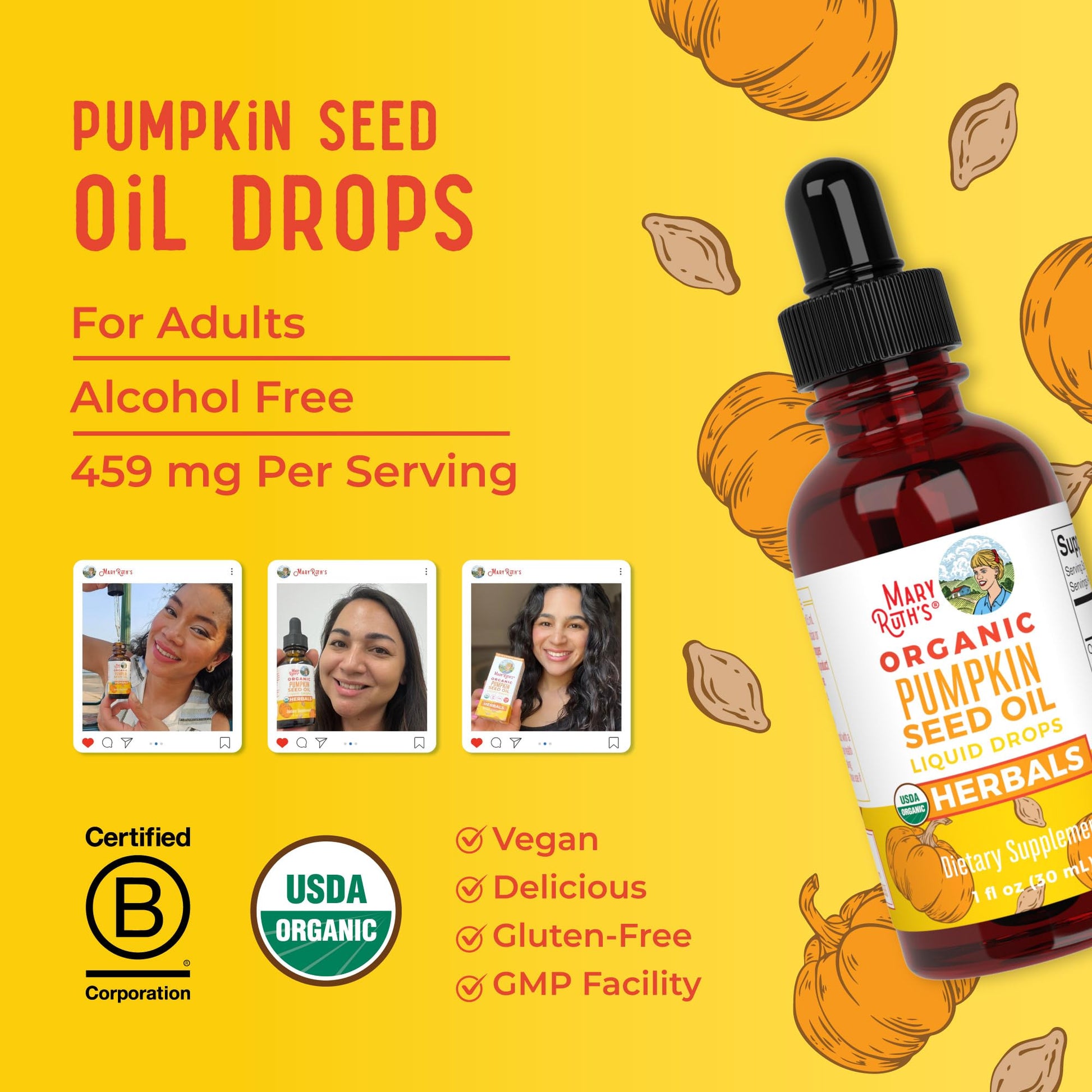 MARYRUTH'S Organics Pumpkin Seed Oil Cold Pressed | 2 Month Supply | USDA Organic Pumpkin Seed Liquid Drops for Men and Women | Urinary Health in Men - Maple Wellness Supplements
