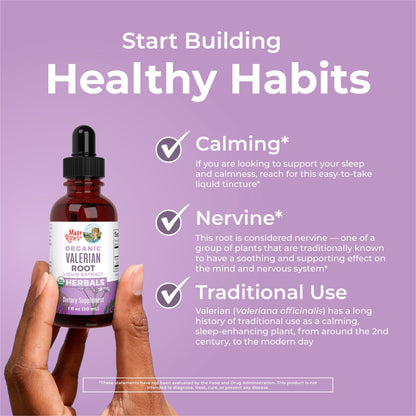 MARYRUTH'S Organics Valerian Root Liquid Drops | 2 Month Supply | Sugar Free | USDA Organic Valerian Root Drops | Support Sleep | Calm and Stress Relief - Maple Wellness Supplements