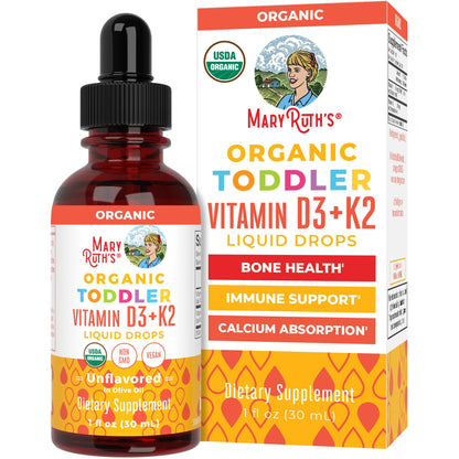 MARYRUTH'S Organics Vitamin D3 | Vitamin K2 | Vitamin D3 K2 Drops | K2 D3 Vitamin Liquid Supplement for Toddlers | Kids Supplement for Calcium Absorption - Maple Wellness Supplements