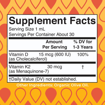 MARYRUTH'S Organics Vitamin D3 | Vitamin K2 | Vitamin D3 K2 Drops | K2 D3 Vitamin Liquid Supplement for Toddlers | Kids Supplement for Calcium Absorption - Maple Wellness Supplements