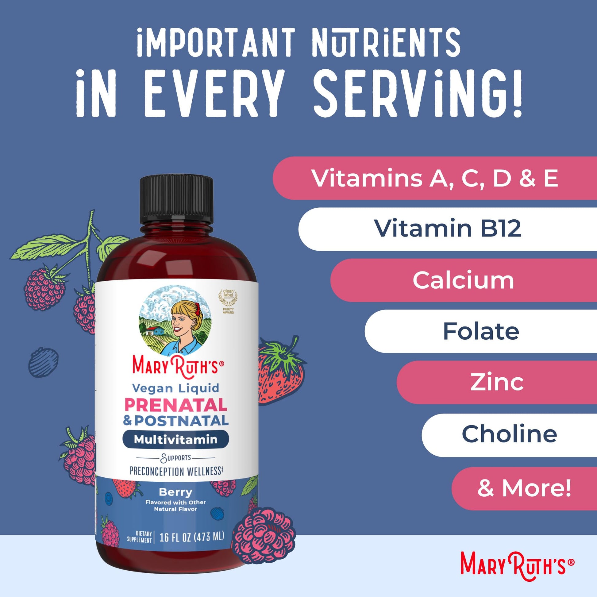 MARYRUTH'S Postnatal & Prenatal Vitamins for Women | Sugar Free | Womens Multivitamin for Pre-Conception, Pregnancy & Nursing | Ginger - Maple Wellness Supplements