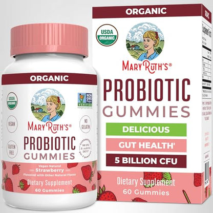 MARYRUTH'S USDA Organic Probiotic Gummies Probiotic Digestive Support | Immune Support | Digestive & Gut Health Supplement | 5 Billion CFU - Maple Wellness Supplements
