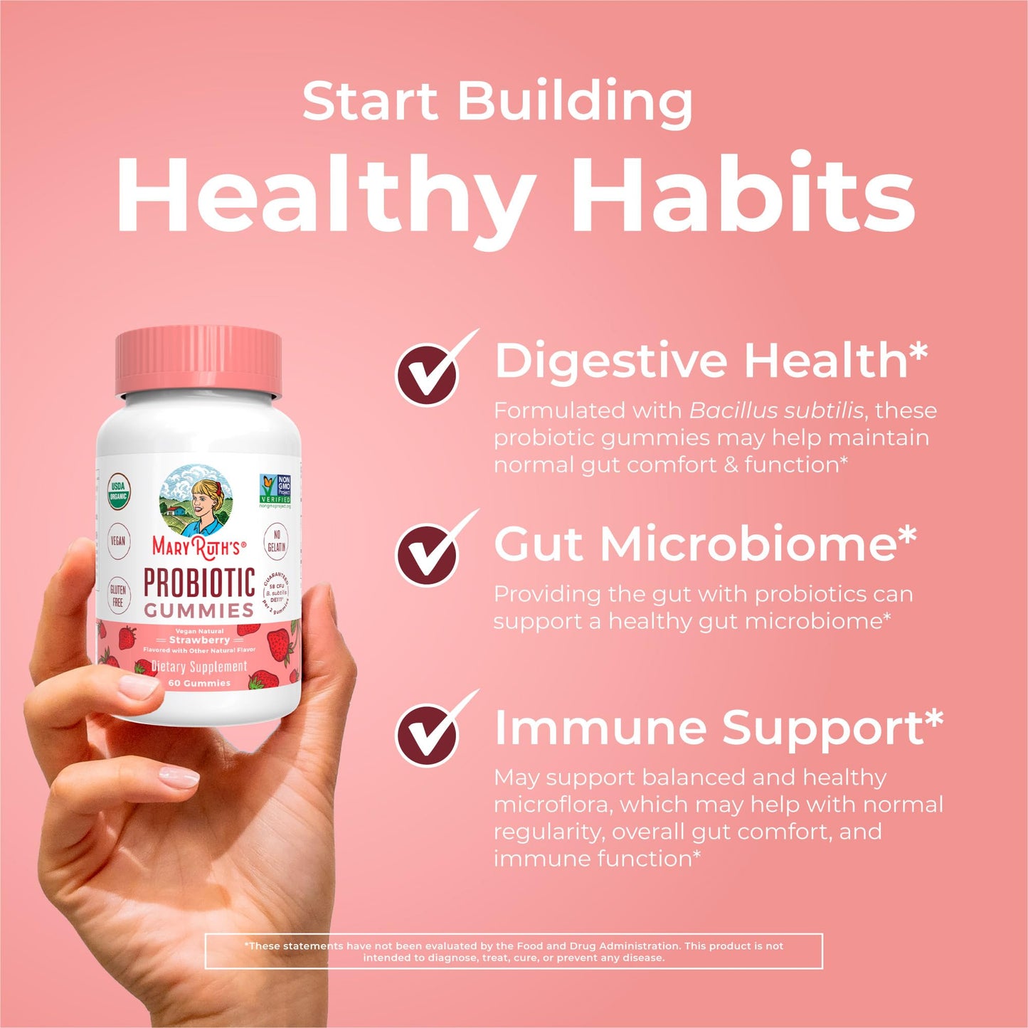 MARYRUTH'S USDA Organic Probiotic Gummies Probiotic Digestive Support | Immune Support | Digestive & Gut Health Supplement | 5 Billion CFU - Maple Wellness Supplements