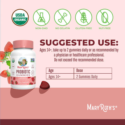 MARYRUTH'S USDA Organic Probiotic Gummies Probiotic Digestive Support | Immune Support | Digestive & Gut Health Supplement | 5 Billion CFU - Maple Wellness Supplements