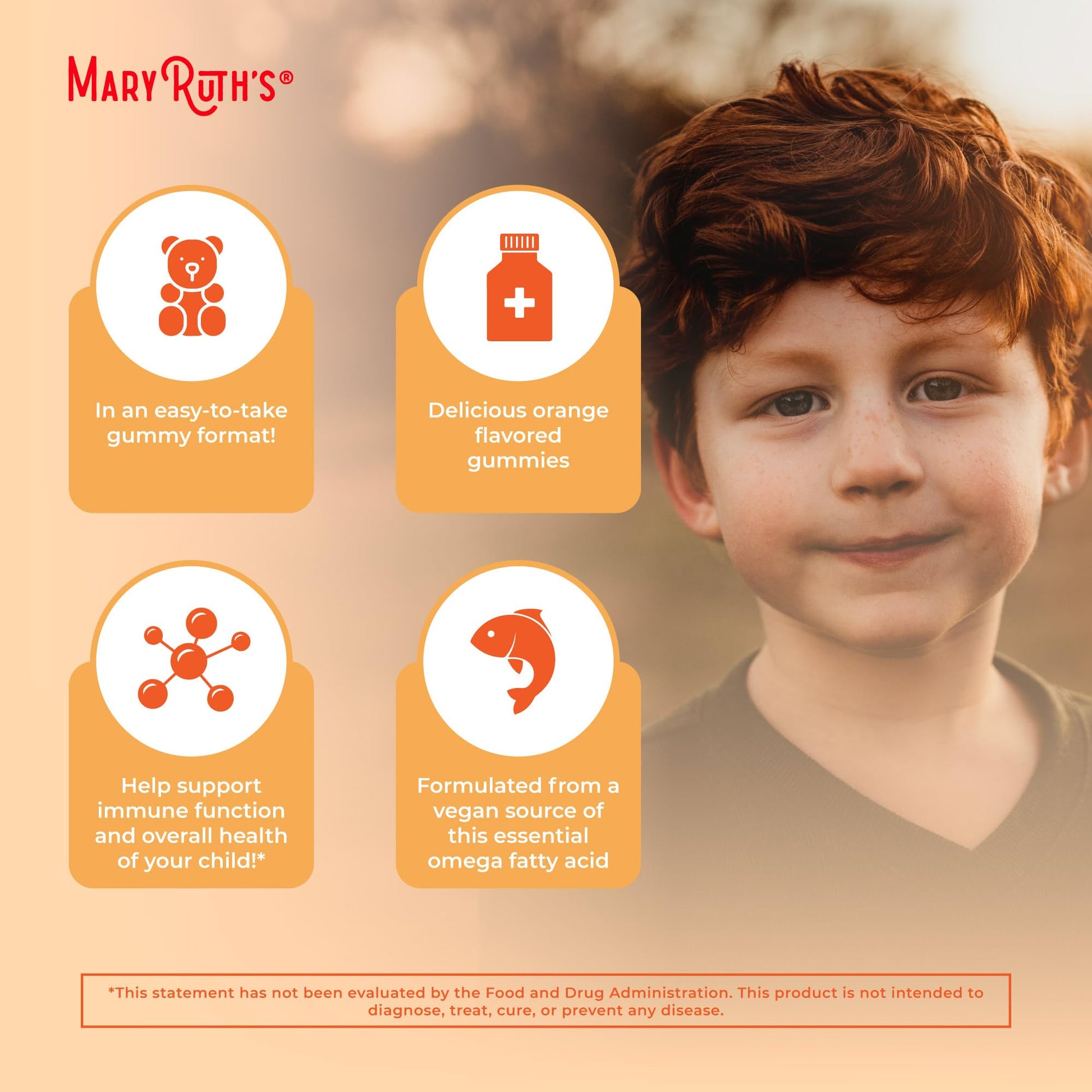 MARYRUTH'S Vegan Omega 3 Gummies for Kids 2+, 2 Month Supply, Sugar Free, Omega 3 Supplement with Vitamin C, Flaxseed Oil, Immune Support - Maple Wellness Supplements