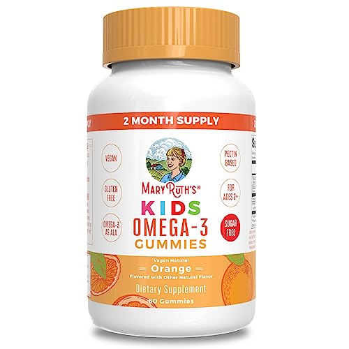 MARYRUTH'S Vegan Omega 3 Gummies for Kids 2+, 2 Month Supply, Sugar Free, Omega 3 Supplement with Vitamin C, Flaxseed Oil, Immune Support - Maple Wellness Supplements