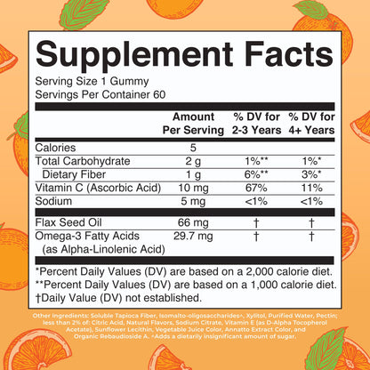 MARYRUTH'S Vegan Omega 3 Gummies for Kids 2+, 2 Month Supply, Sugar Free, Omega 3 Supplement with Vitamin C, Flaxseed Oil, Immune Support - Maple Wellness Supplements