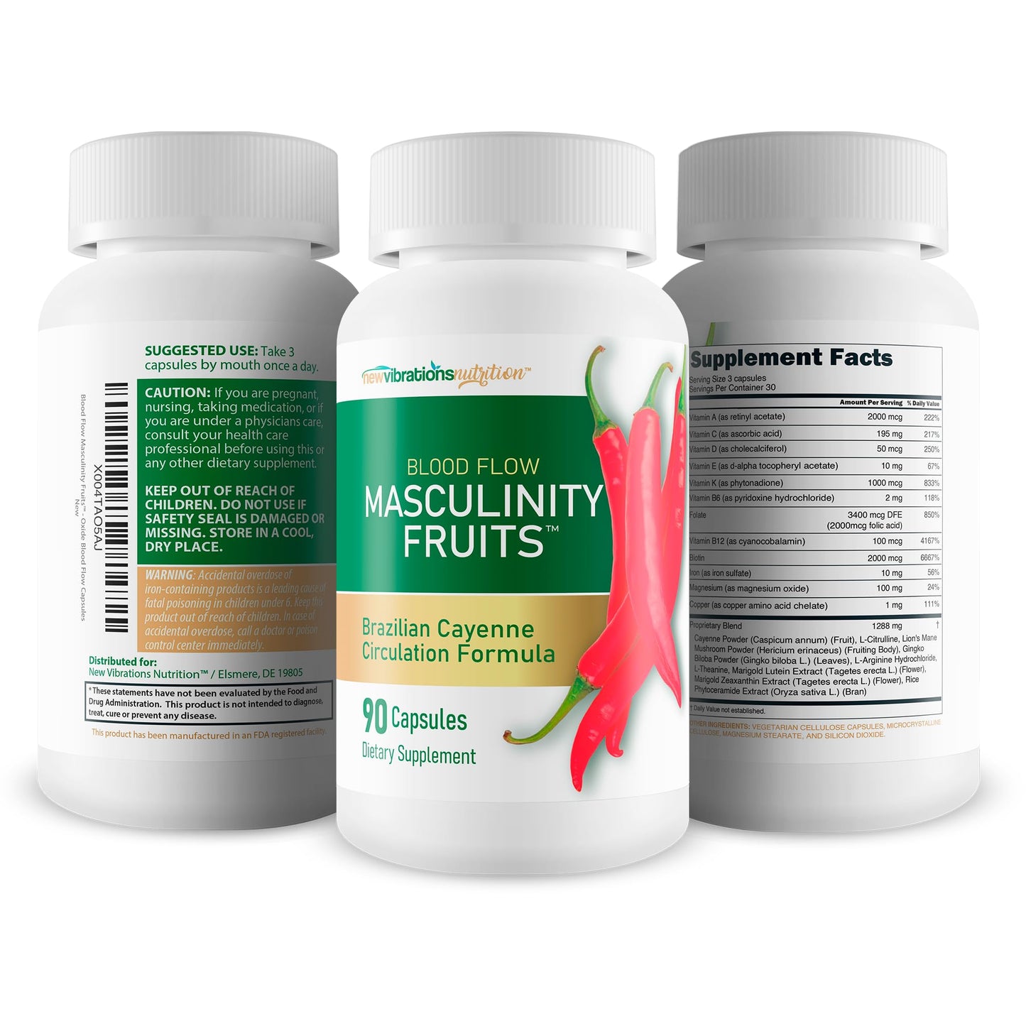 Masculinity Fruits for Bloodflow - Our Best Brazilian Blood Circulation Supplements for Men - Boost Blood Flow Circulation Supplement - Cayenne Pepper Pills Gingko Biloba Blood Flow Vitamins for Men - Maple Wellness Supplements