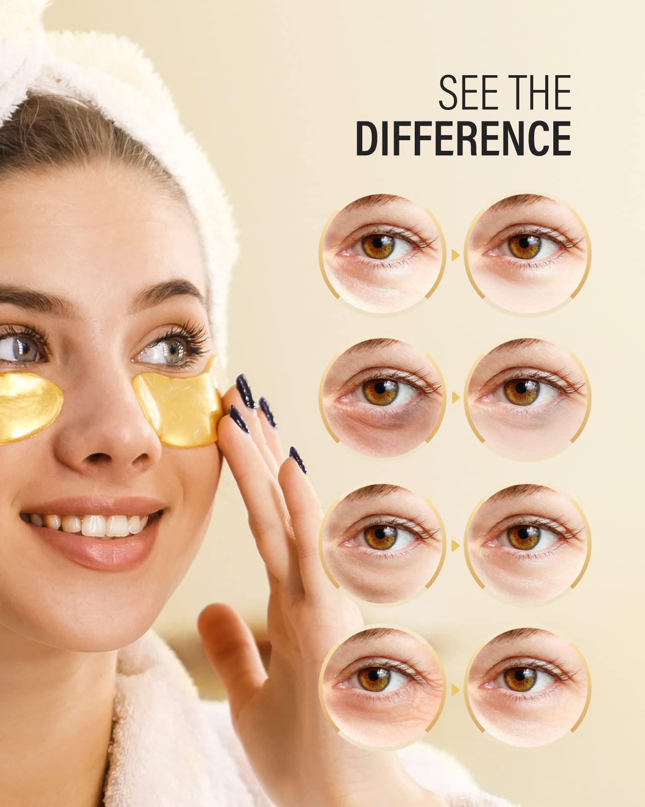 Maskiss 24k Gold Under Eye Patches (25 Pairs), eye mask, Collagen Skin Care Products - Maple Wellness Supplements