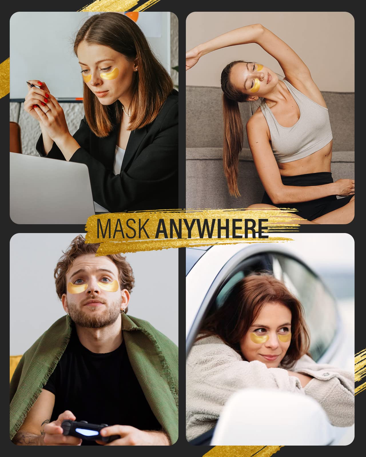 Maskiss 24k Gold Under Eye Patches (25 Pairs), eye mask, Collagen Skin Care Products - Maple Wellness Supplements