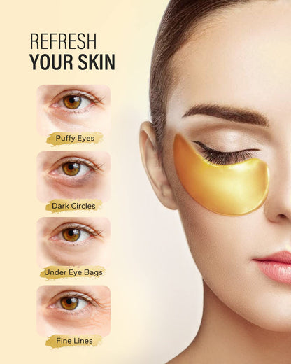 Maskiss 24k Gold Under Eye Patches (25 Pairs), eye mask, Collagen Skin Care Products - Maple Wellness Supplements
