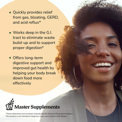 Master Supplements Enzalase - 50 Capsules - Probiotic Compatible Enzymes - Provides Digestive Boost + Gas & Bloating Relief - Gluten Free - 50 Servings - Maple Wellness Supplements