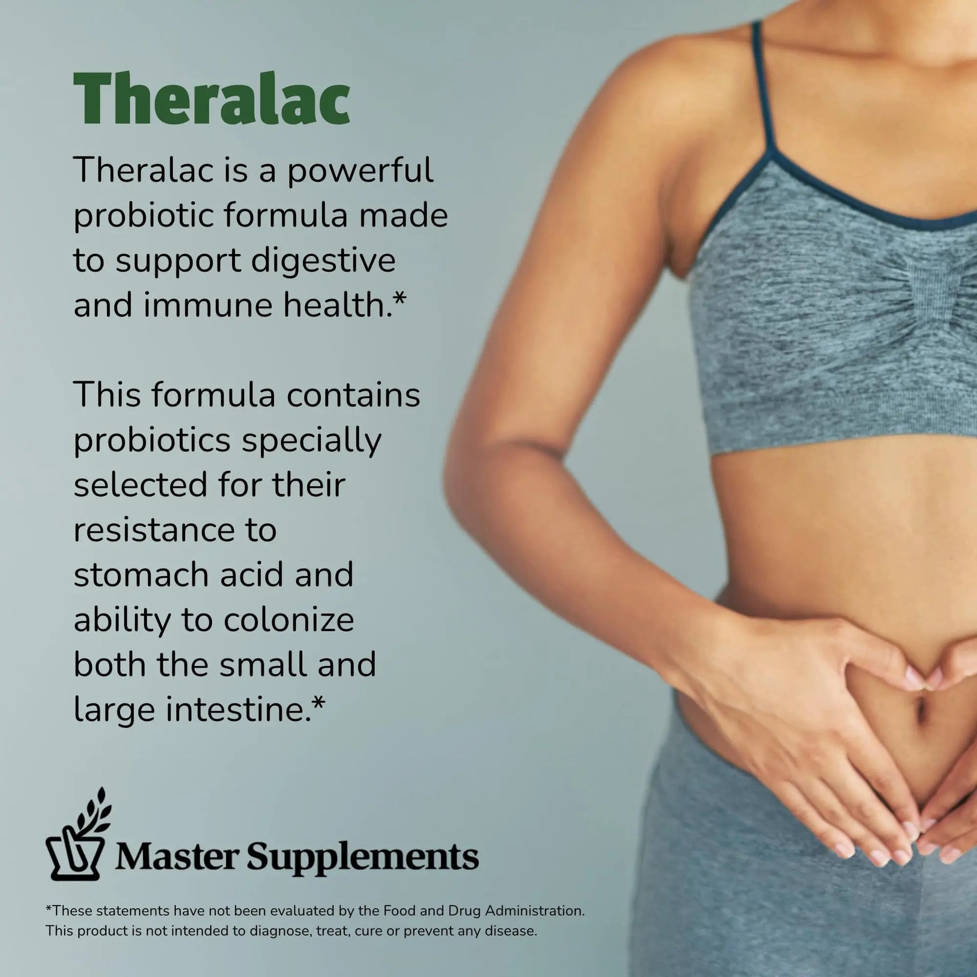 Master Supplements Theralac - 30 Capsules, Pack of 3 - Multi-Strain Probiotic for Optimal Gut Health + Gas & Bloating Relief - Gluten Free - 90 Servings - Maple Wellness Supplements